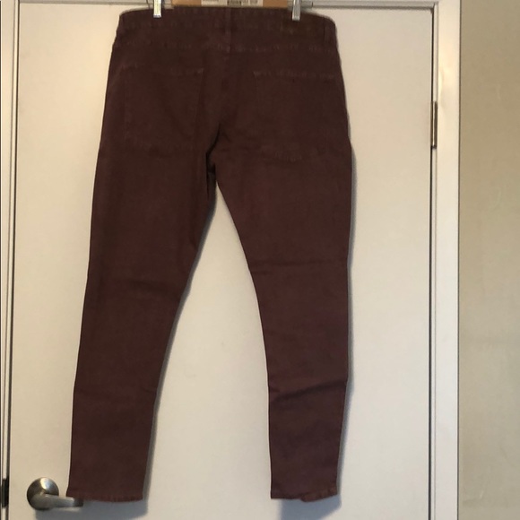 Zara Skinny Fit Cropped Jeans-washed maroon colour - Picture 4 of 4